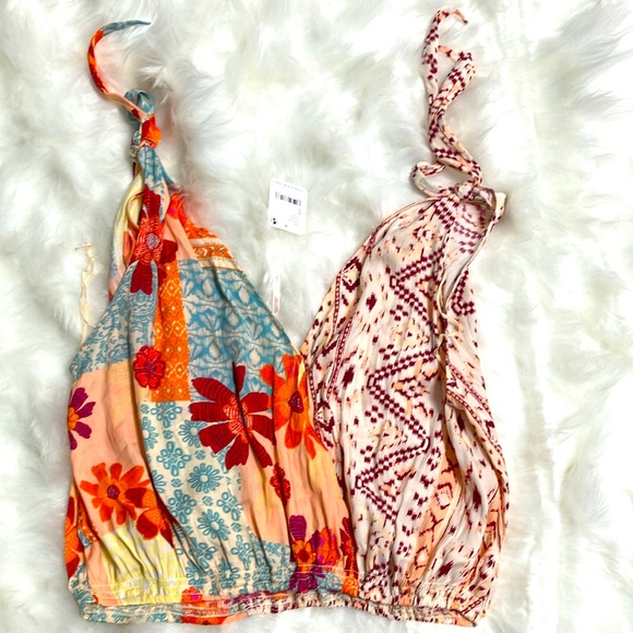 Free People Cross front Shoulder Tie Adjustable tank Small Floral Tropic… - Picture 5 of 9